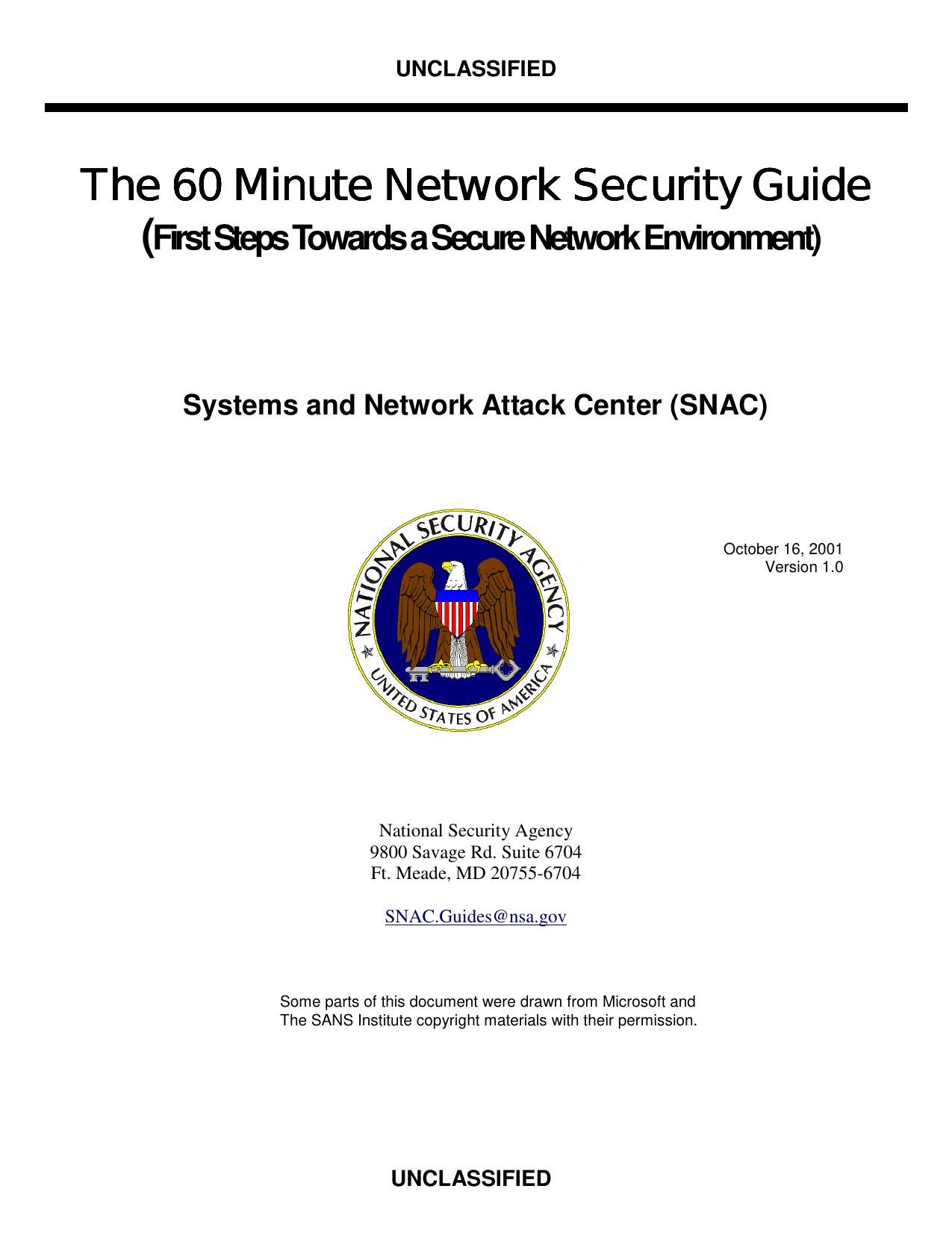 The 60 Minute Network Security Guide, National Security Agency